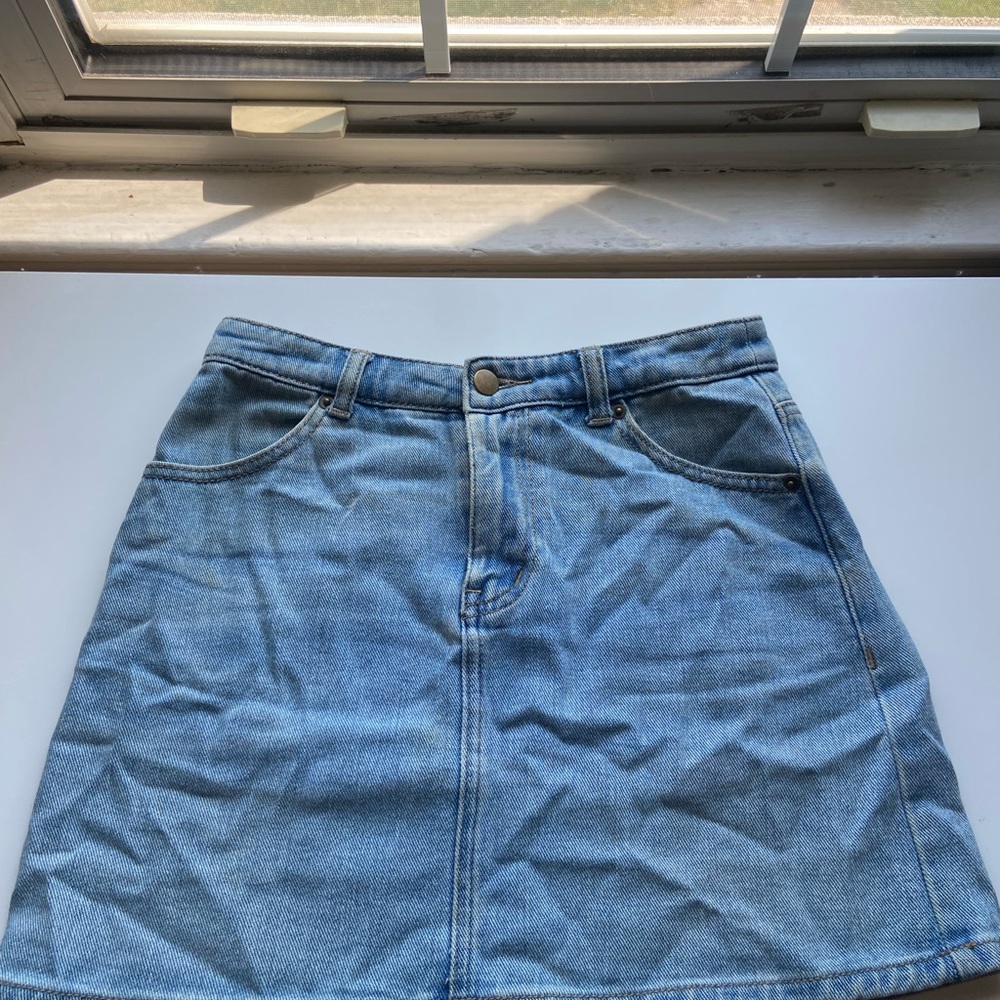 Light denim mini skirt